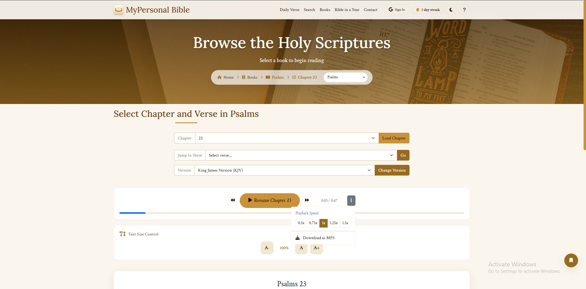 Audio Bible feature screenshot